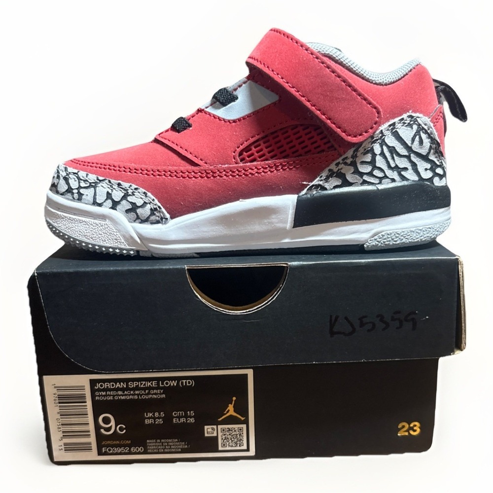 Jordan Toddlers‎ Spizike Low (TD) Sneakers Slip On Red Gray Size 9c NEW IN BOX